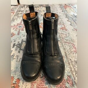 Horze brand equestrian black leather boots